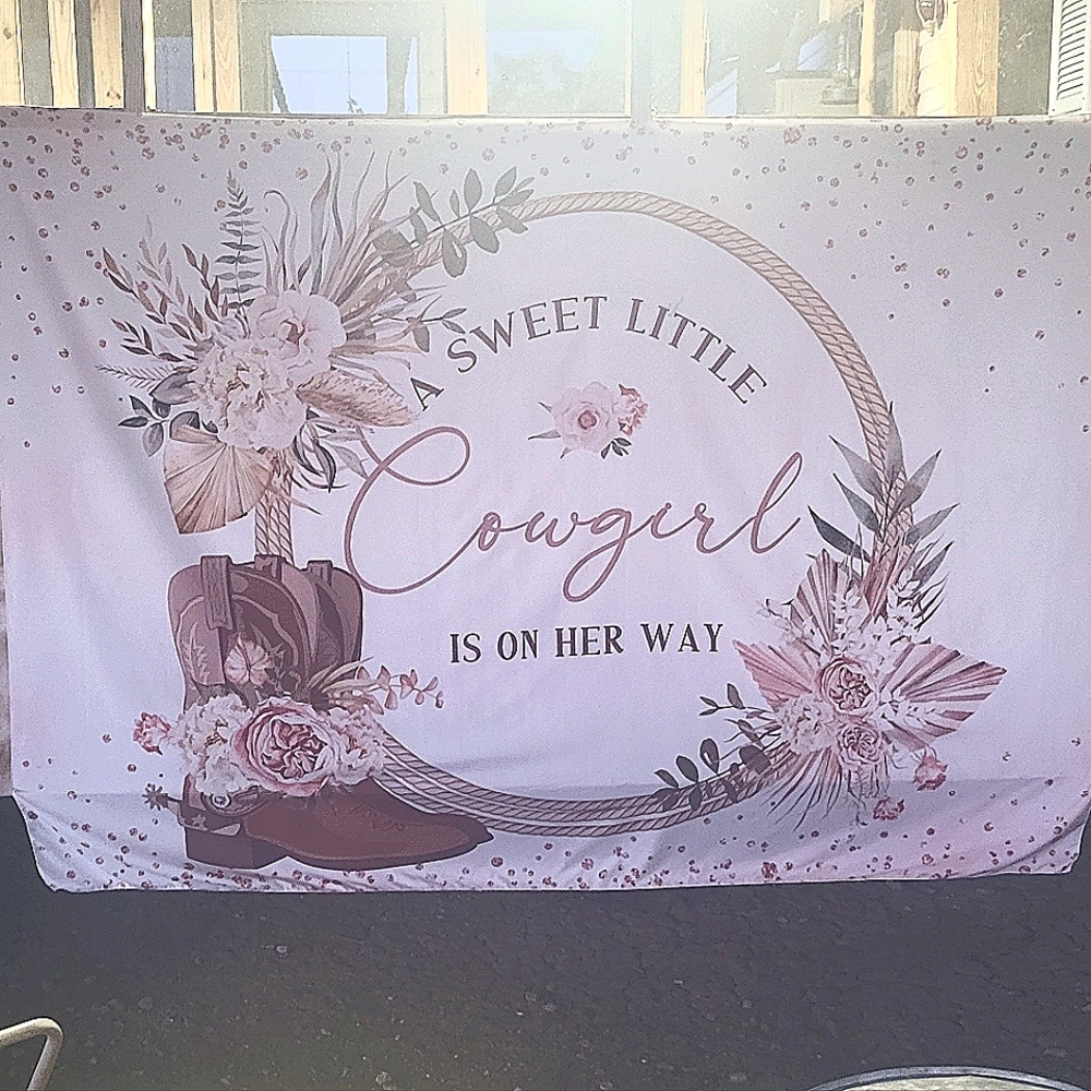 LIGHTINHOME Cowgirl Backdrop 7Wx5H Feet Boho Western Country Floral Straw Rope